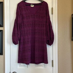 Maeve Anthropologie XS Lace Crochet Dress Balloon Sleeve EUC Purple
